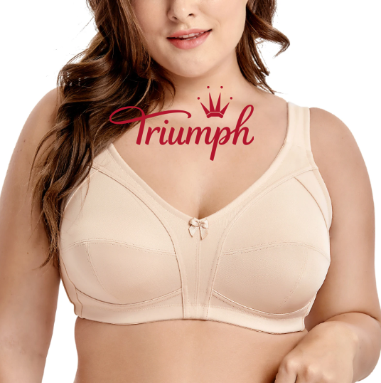 Triumph –(3 ks)Dámská bezdrátová vycpaná podpůrná podprsenka s plným krytím větší velikosti